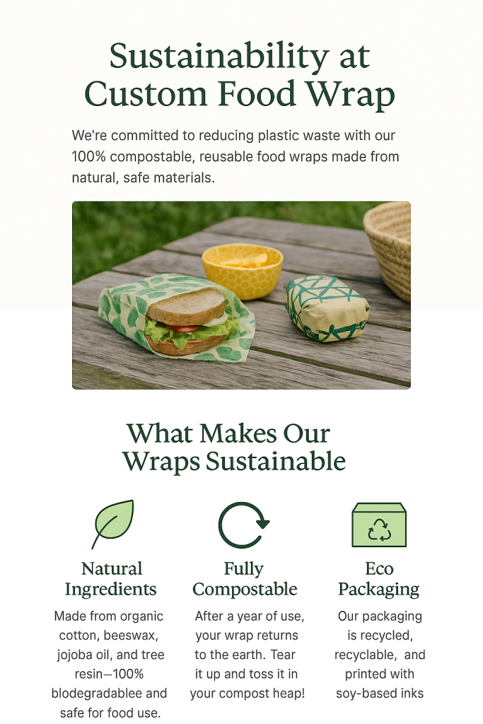 Reusable eco-friendly food wrap alternative to plastic