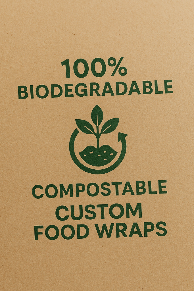 100% biodegradable and compostable custom food wrap with eco-friendly design